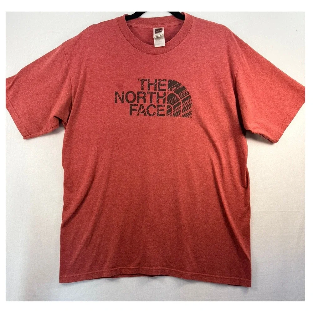 The North Face Mens Graphic Logo T-Shirt Heather Red Short Sleeve Size Large